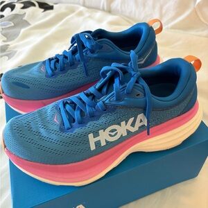 Hoka Blue and Pink Athletic Shoes